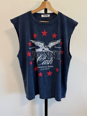 NWT Daydreamer x Free People Johnny Cash American Rebel Graphic Muscle Tee XS